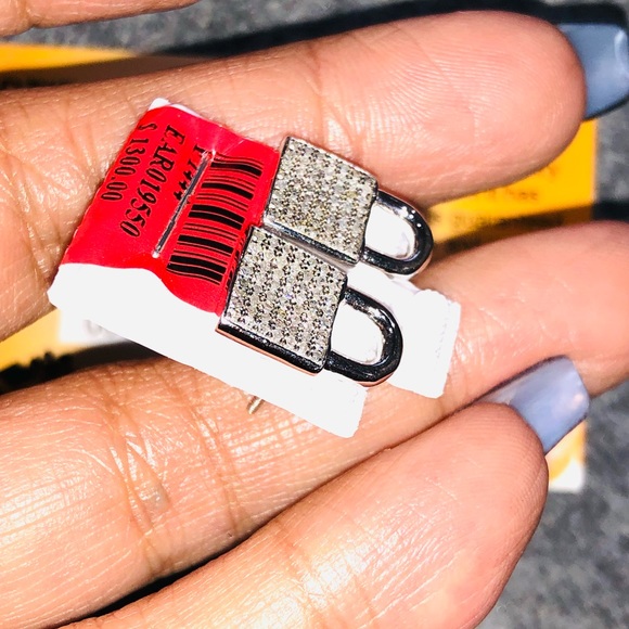 Custom made real diamond lock earrings .65ct natural diamonds NOT CZ best gift - Picture 6 of 7